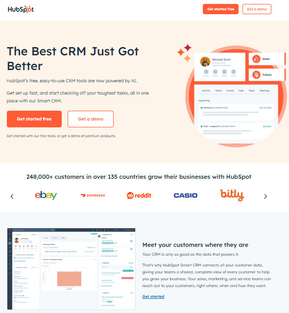 HubSpot's homepage.