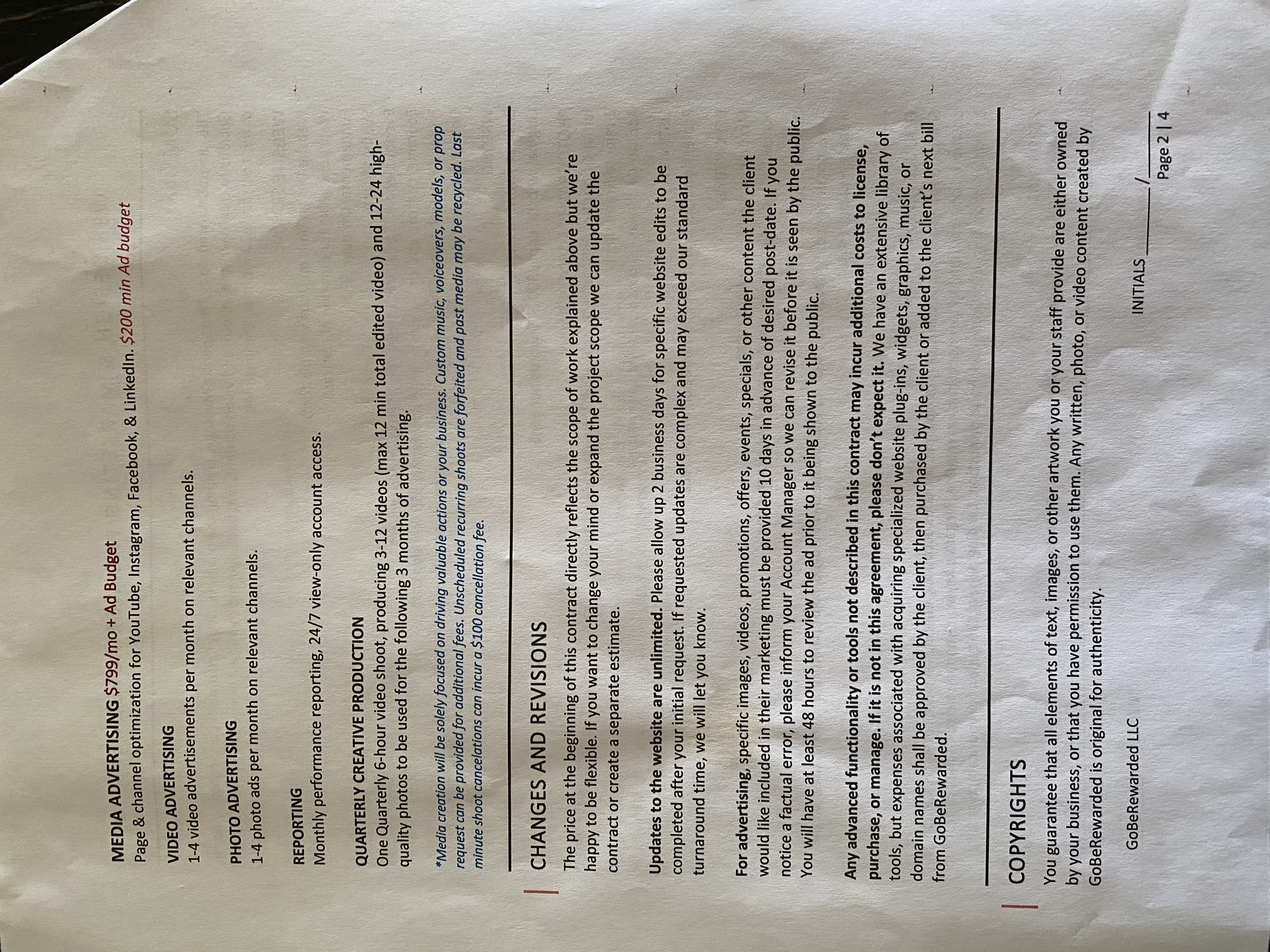 GoBeRewarded contract page 2