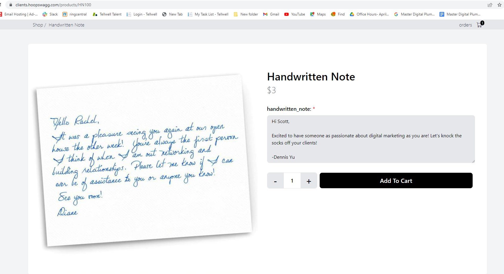 Click on the “Handwritten Note”