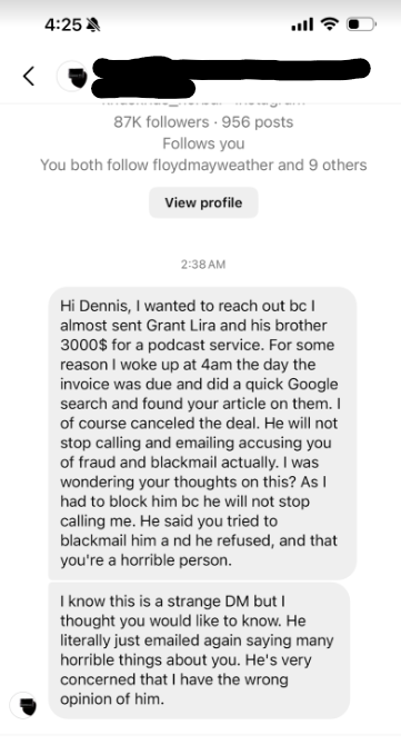 DM to Dennis first