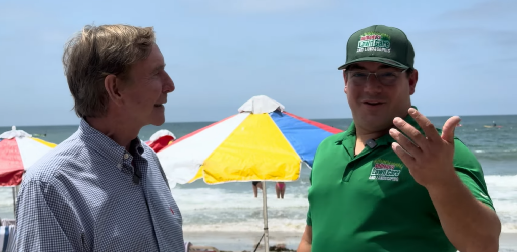 Dr. George Pratt and Anthony Hilb at the beach filming videos.