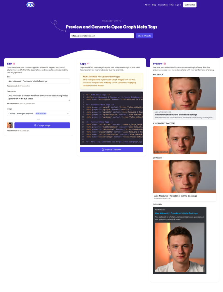 OpenGraph Preview Social Media Share and Generate Metatags OpenGr www.opengraph.xyz