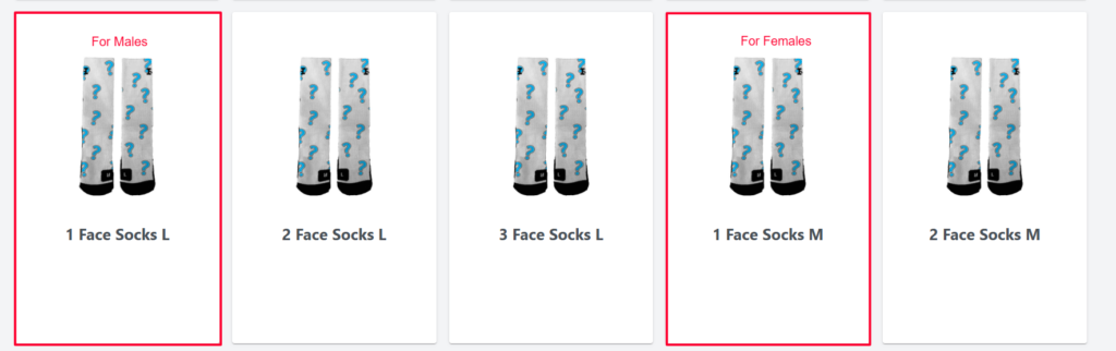 Ordering Face Socks 5