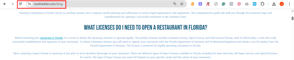 rossfranklin.com/blog showing disorganized content.