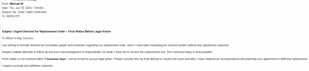 Katalysts Customer Service Breakdown The Case of Order 15881 1