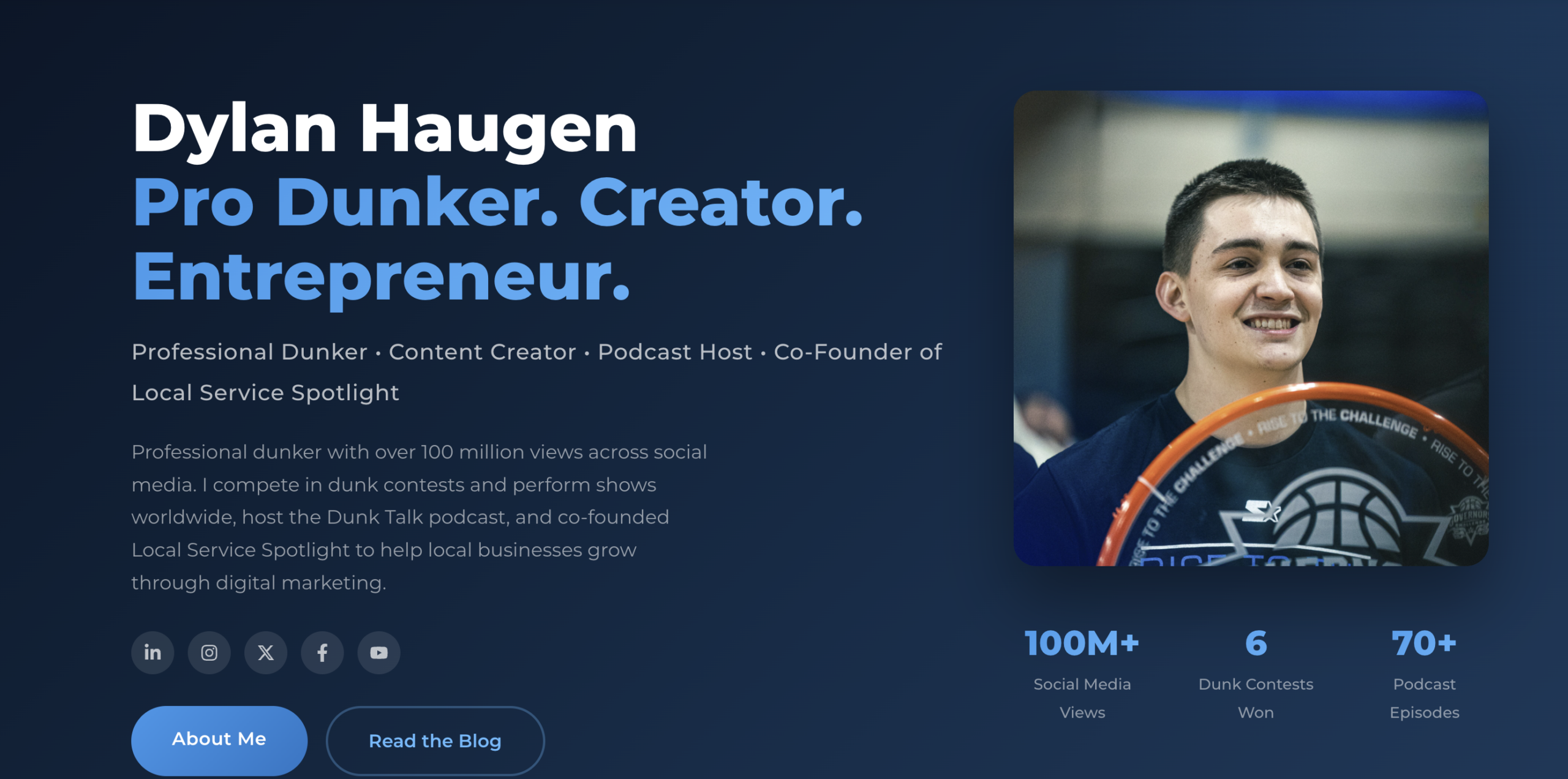 AI marketing team builds a dunker's personal brand website