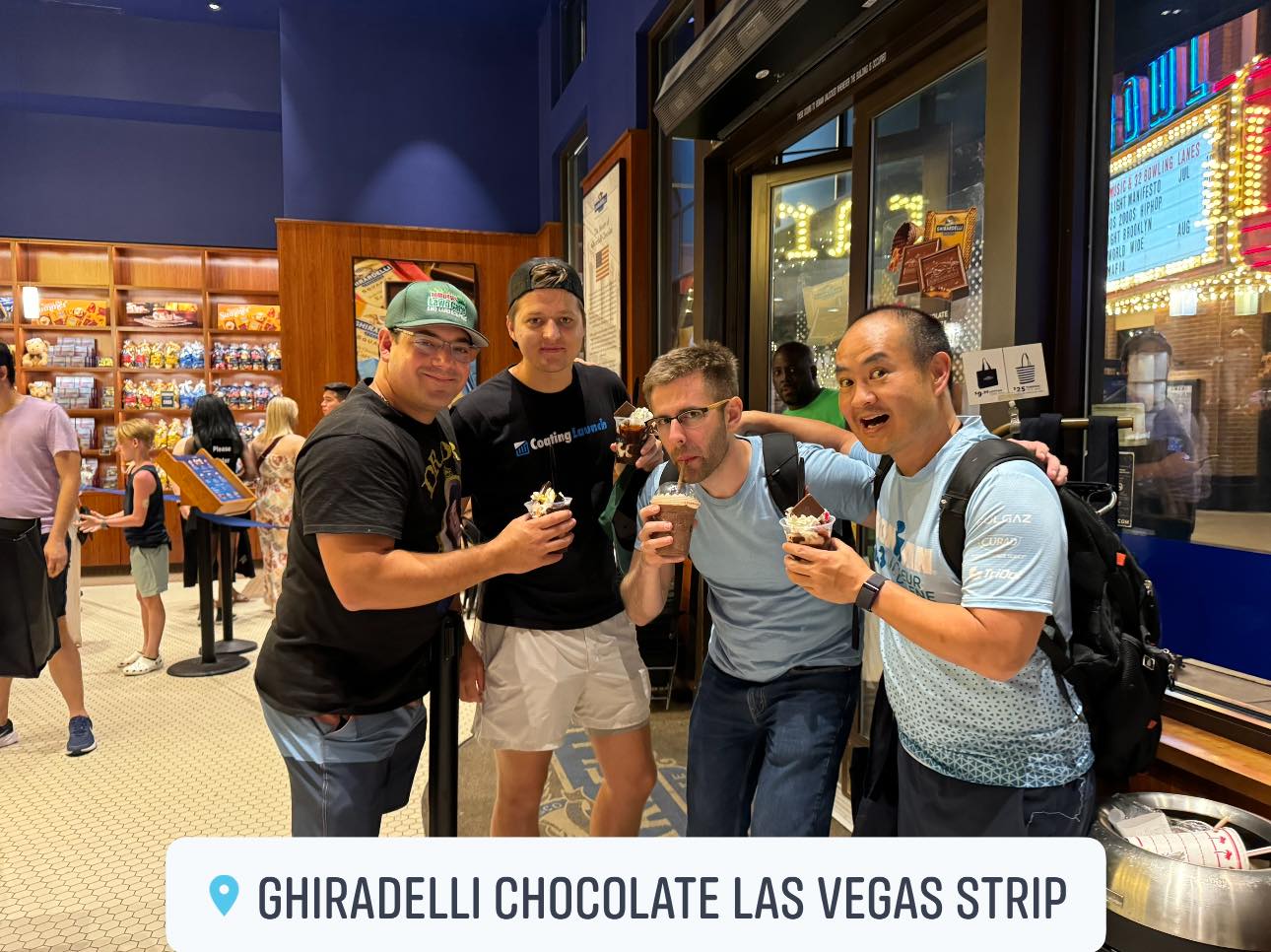 Anthony Hilb and friends at the Ghirardelli Chocolate Las Vegas Strip