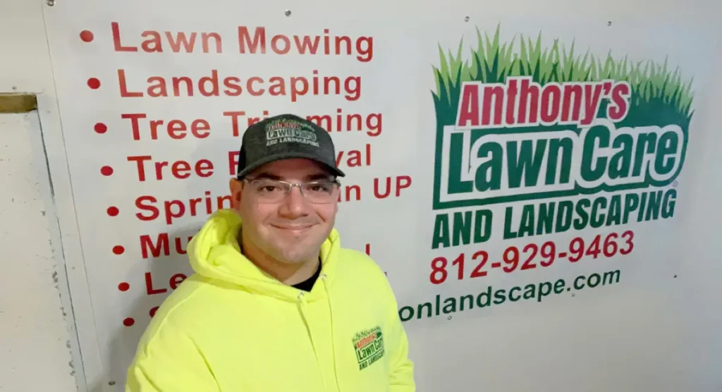 Anthony's Lawncare and Landscaping business signage at a customer property