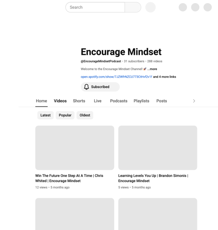 encourage mindset youtube channel