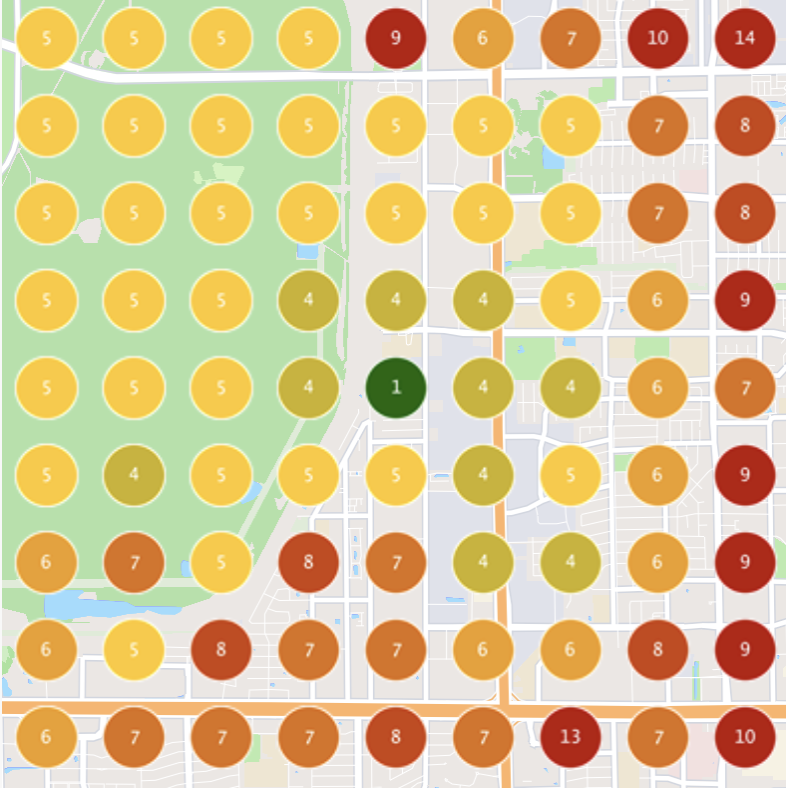 How to Get Into the Google Maps 3-Pack: The Data-Driven Playbook for Local Service Businesses 2 Geo grid scan before map pack campaign showing positions 4 through 10