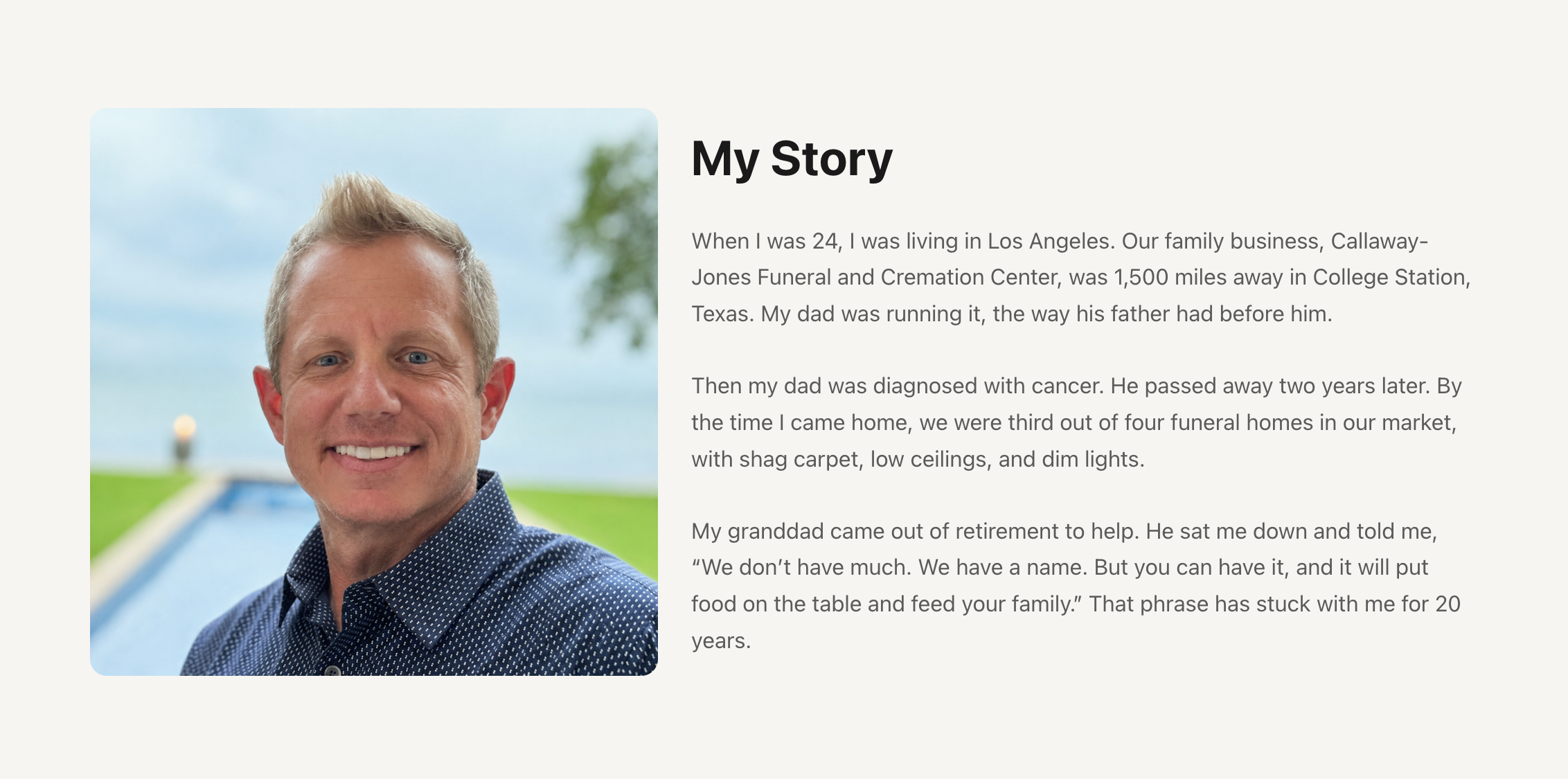 Cody Jones story on the About page