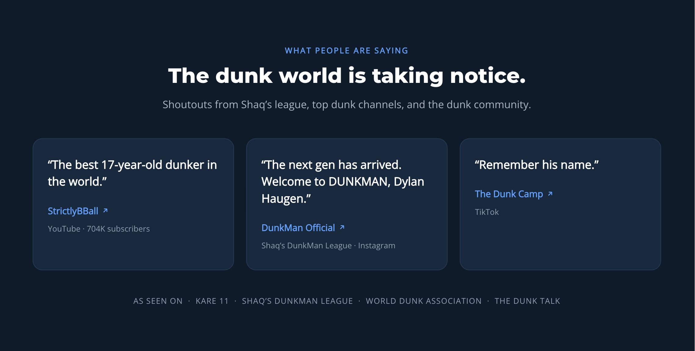 Dylan Haugen What People Are Saying page