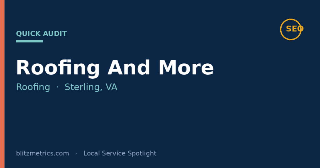 Roofing And More SEO Audit (Sterling, VA) 1 roofing and more seo audit sterling va