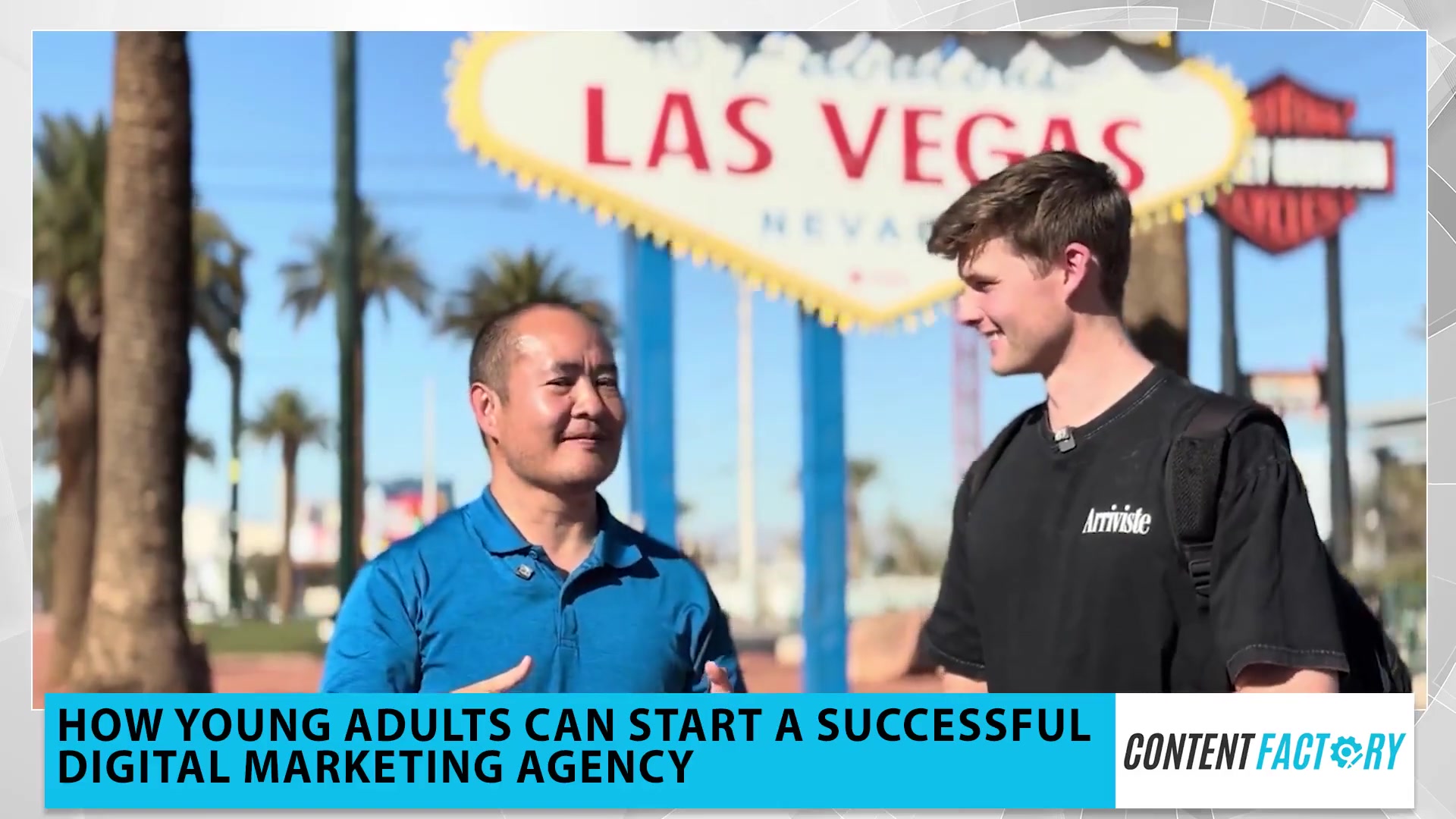 How Young Adults Can Build a Thriving Digital Marketing Agency by Mastering Reputation and Trust 6 Seth Jordan and Dennis Yu talking under the Las Vegas sign