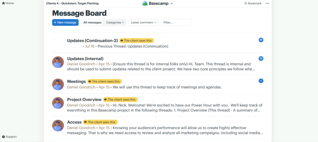 How to Set Up a Basecamp Project for a New Client 7 Screenshot 12