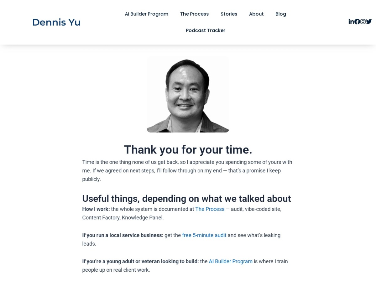 Thank-you page for general meetings