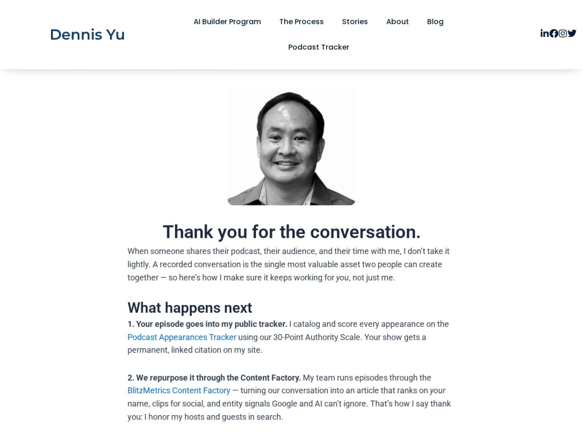 How I Built Thank-You Workflows for Every Calendly Meeting 1 dennisyu thank you podcast page