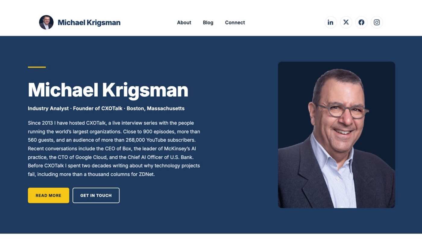 michaelkrigsman.com home page hero
