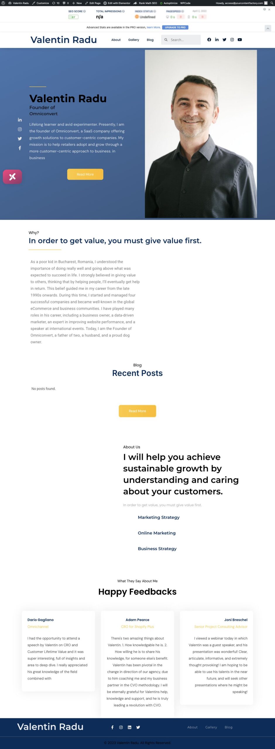 ValentinRadu.com home page before the July 22, 2026 deployment