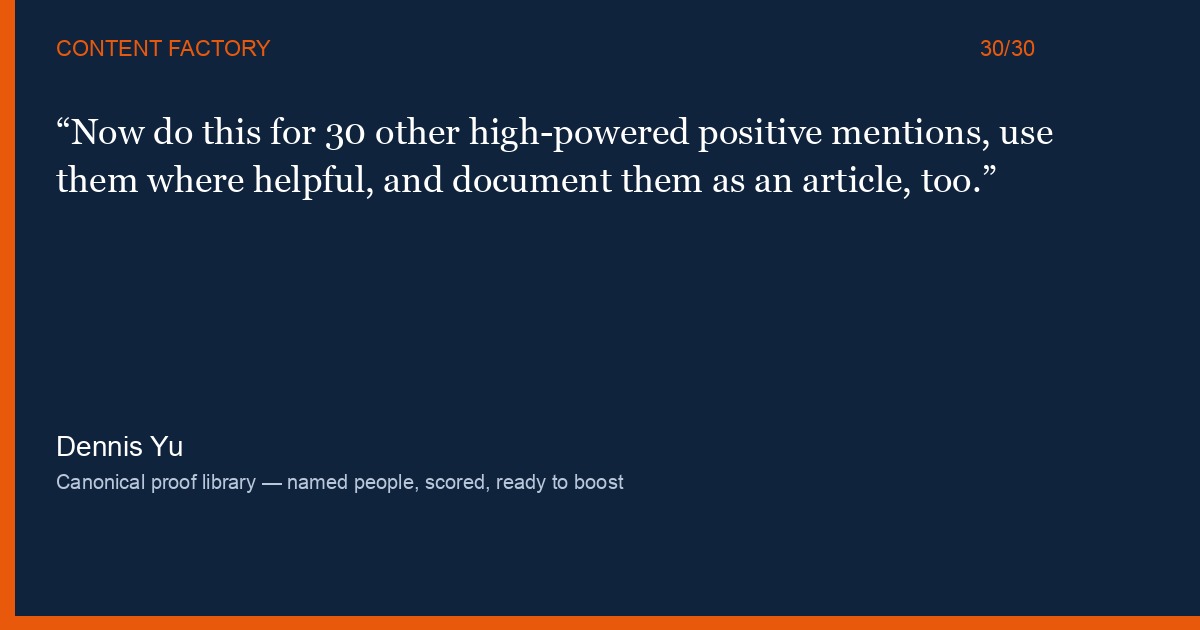 Quote card: do this for 30 other high-powered positive mentions