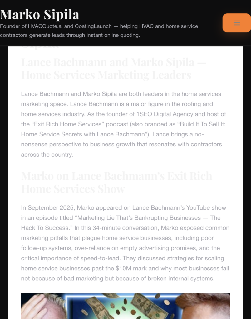 The Lance Bachmann and Marko Sipila connection page — video as proof of record, no photo gallery because none could be verified