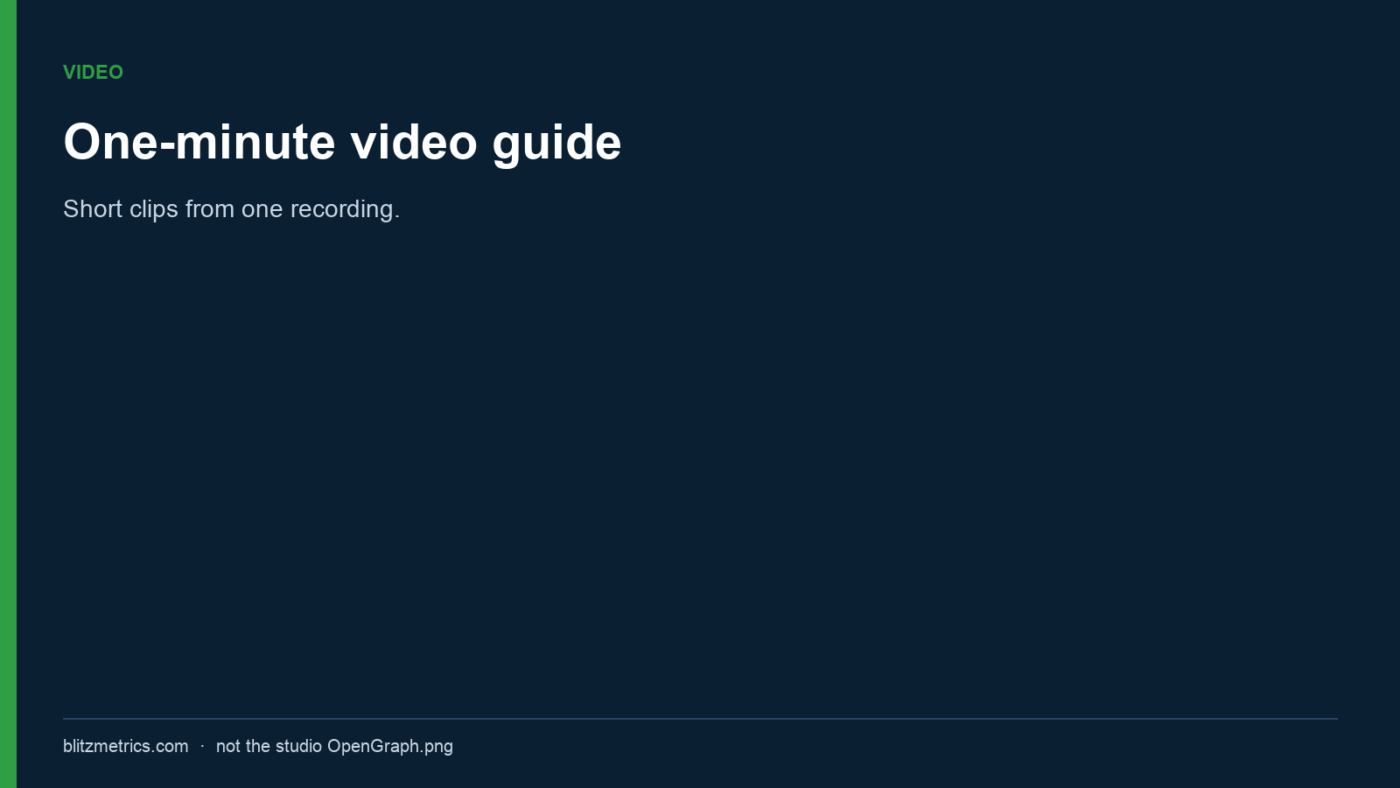 The One-Minute Video: The Simplest Way to Produce Content That Scales 1 One-minute video guide. Short clips from one recording.