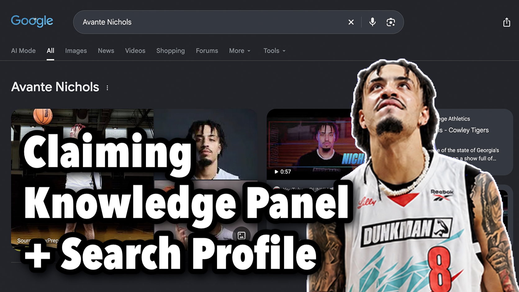 Dylan Haugen helping Avante Nichols claim his Google Knowledge Panel and Google Search Profile