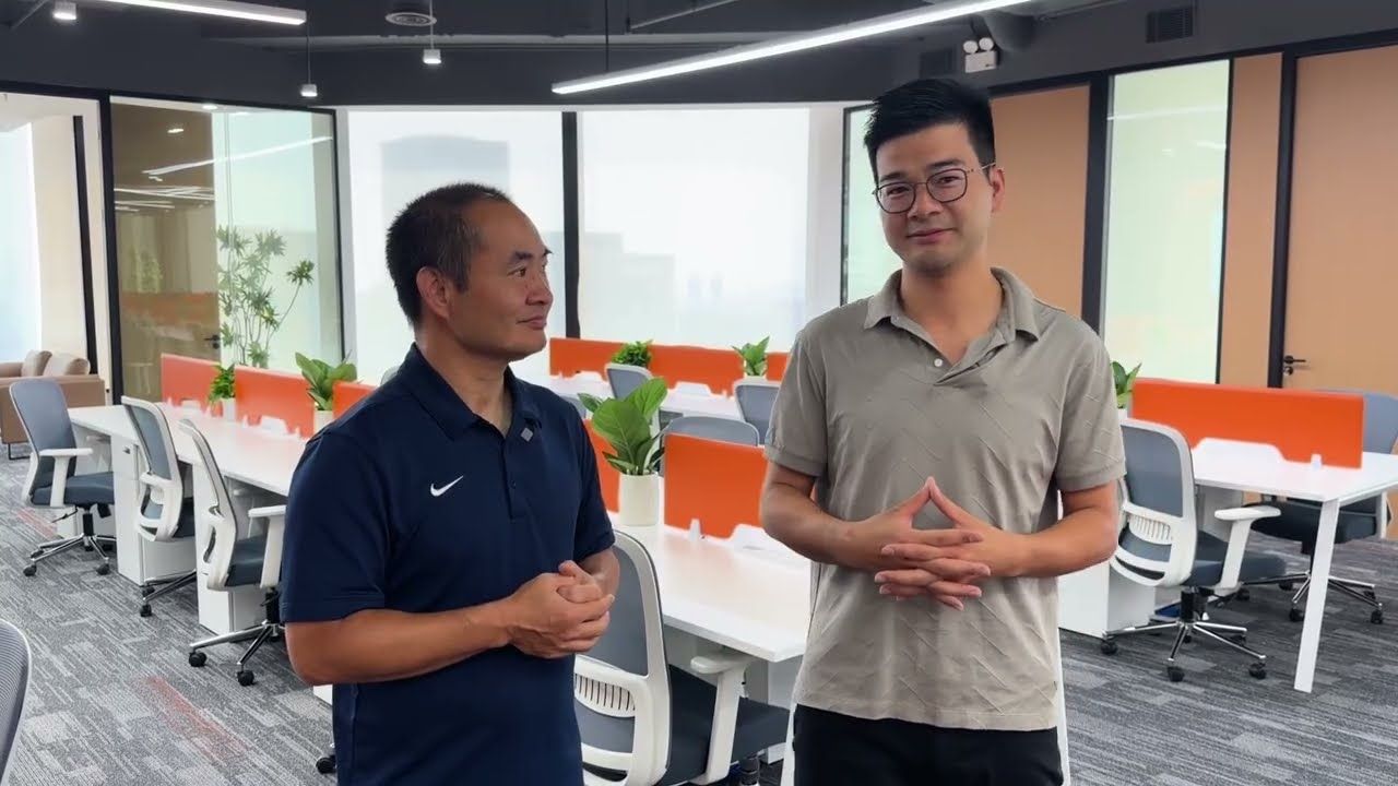 Dennis Yu and Jack Jiao, President of Rowan Appliance, in Rowan's new open-plan office in Shenzhen